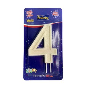 Vela Festcolor Gigante N. 4 Gliter Prata