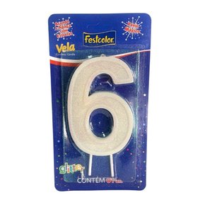 Vela Festcolor Gigante N. 6 Gliter Prata