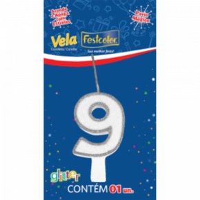 Vela Festcolor Gigante N. 9 Gliter Prata