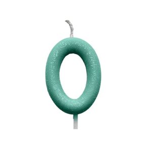 Vela N.0 Verde Pastel Cintilante Silver Plastic