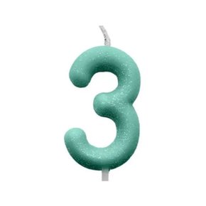 Vela N.3 Verde Pastel Cintilante Silver Plastic