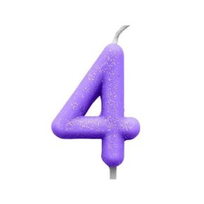 Vela N.4 Lilas Pastel Cintilante Silver Plastic