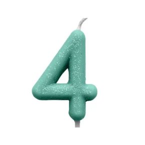 Vela N.4 Verde Pastel Cintilante Silver Plastic