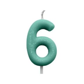 Vela N.6 Verde Pastel Cintilante Silver Plastic