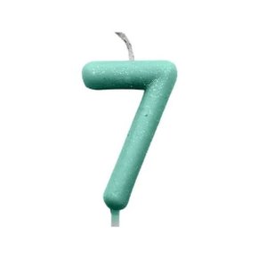 Vela N.7 Verde Pastel Cintilante Silver Plastic