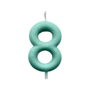 Vela N.8 Verde Pastel Cintilante Silver Plastic