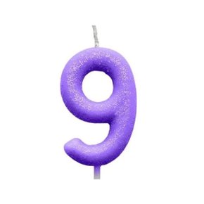 Vela N.9 Lilas Pastel Cintilante Silver Plastic