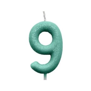 Vela N.9 Verde Pastel Cintilante Silver Plastic
