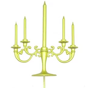 Vela Temática Castiçal Dourada Com 5 Velas Silver Plastic