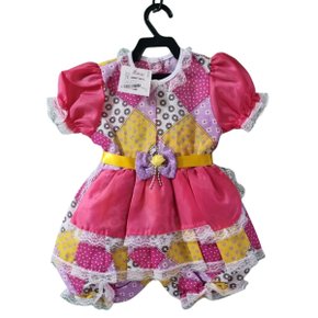 Vestido Caipira Tam N. 01 Bebê Ref. 3422 Jeitinho Anjo Rosa