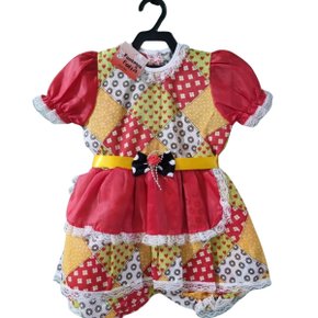 Vestido Caipira Tam N. 03 Bebê Vermelho Jeitinho Anjo Ref 3422