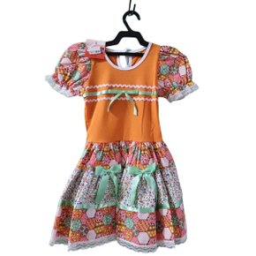 Vestido Caipira Tam N. 04 Laranja Jeitinho Anjo Ref 3427