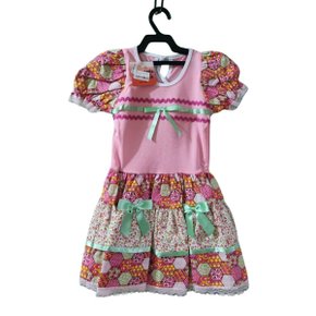 Vestido Junino Caipira Tamanho Nº04 Rosa Jeitinho de Anjo