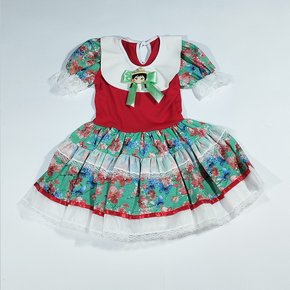 Vestido Junino Caipira Tamanho Nº06 Rosa Jeitinho de Anjo