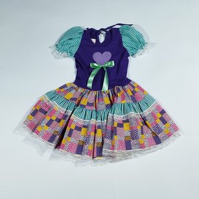 Vestido Junino Caipira Tamanho Nº06 Roxo Jeitinho de Anjo