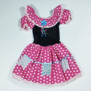 Vestido Junino Caipira Tamanho Nº14 Rosa Jeitinho de Anjo