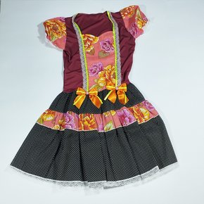 Vestido Junino Caipira Tamanho Nº42 Vinho Jeitinho de Anjo