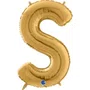 Bexiga Metalizada Letra S Ouro 16 Polegadas Ref. PAF050 Partiu