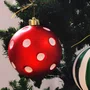 Bola de Natal 10cm Vermelha Poá Branco Matsumoto