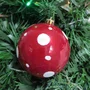 Bola de Natal 10cm Vermelha Poá Branco Matsumoto