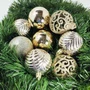 Bola de Natal 6cm Ouro Vazada/Glitter/3D com 9 Un Global