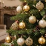 Bola de Natal 6cm Ouro Vazada/Glitter/3D com 9 Un Global