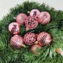 Bola de Natal Rose Gold 6cm Vazada/Glitter/Simples/3D Folhada com 9 Unidades Global