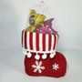 Bota de Natal Papai Noel Floco de Neve Branco 14cm Matsumoto