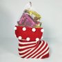Bota de Natal Papai Noel Listras Vermelha 14cm Matsumoto