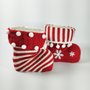 Bota de Natal Papai Noel Listras Vermelha 14cm Matsumoto