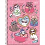 Caderno Espiral Universitário Capa Dura 200 Fls Rosa Gatos Flip+ Tilibra