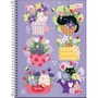 Caderno Espiral Universitário Capa Dura 96 Fls Azul Gatos D+ Tilibra