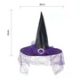 Chapéu de Bruxa Preto Liso com Véu Roxo/Preto/Laranja e Fivela