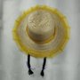 Chapéu de Palha Renda Amarelo com Trança Preta Importado