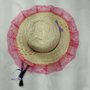 Chapéu de Palha Renda Pink com Trança Preta Importado