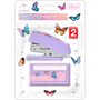 Grampeador Metálico 12f 830 Grampos Lilás Borboleta Tilibra