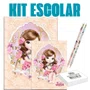 Kit Escolar Cadernos + Lápis + Borracha Amarelo Jolie Tilibra