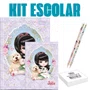 Kit Escolar Cadernos + Lápis + Borracha Lilás Jolie Tilibra