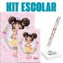 Kit Escolar Cadernos + Lápis + Borracha Rosa Jolie Tilibra