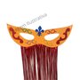 Mascara Grande Laranja Eva Decoração com Metaloide Ref 165 Badulake