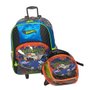Mochila Com Rodas Hot Whells Mais Lancheira Azul Sestini