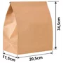 Saco Kraft Fundo Quadrado Fast Food 20,5x34,5x11,5 C/ 50 Unidades Embale Bem