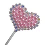 Topper Bolo Coração Rosa C/ Perola C/ 03 Un