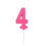 Vela De Aniversário Número 4 Rosa 4,5 Cm Silver Plastic
