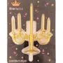 Vela Temática Castiçal Dourada Com 5 Velas Silver Plastic